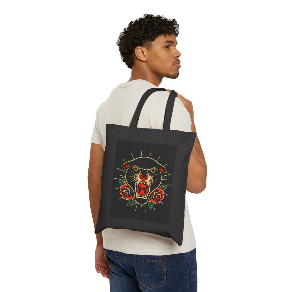 Vintage Panther Roses Tote Bag