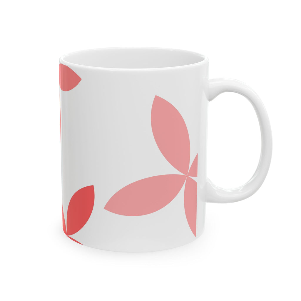 Red Floral Petal Ceramic Mug – Modern Flower Pattern Coffee Cup (11oz, 15oz)