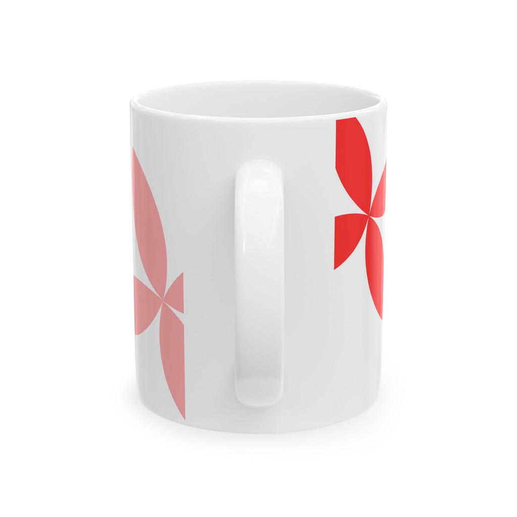 Red Floral Petal Ceramic Mug – Modern Flower Pattern Coffee Cup (11oz, 15oz)