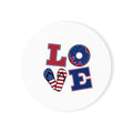 Patriotic LOVE Cork Back Coaster — American Flag 4th of July Drink Coaster