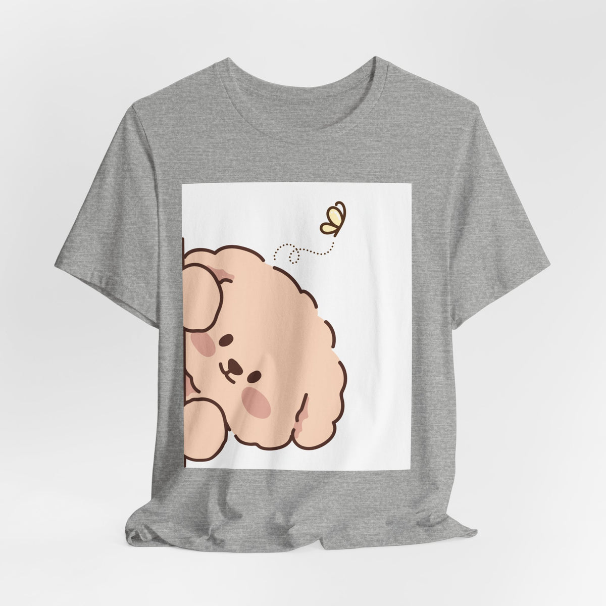 Cute Peekaboo Puppy T-Shirt — Adorable Cartoon Dog with Butterfly Tee