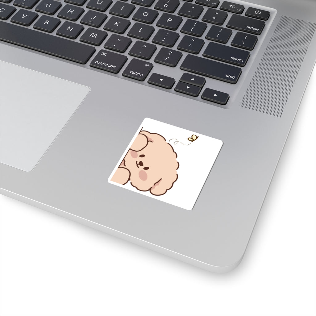 Cute Fluffy Puppy Kiss-Cut Sticker — Adorable Laptop Decal