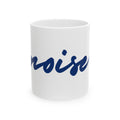 Noise Script Ceramic Mug — Navy Handwritten Typography Coffee Cup (11oz, 15oz)