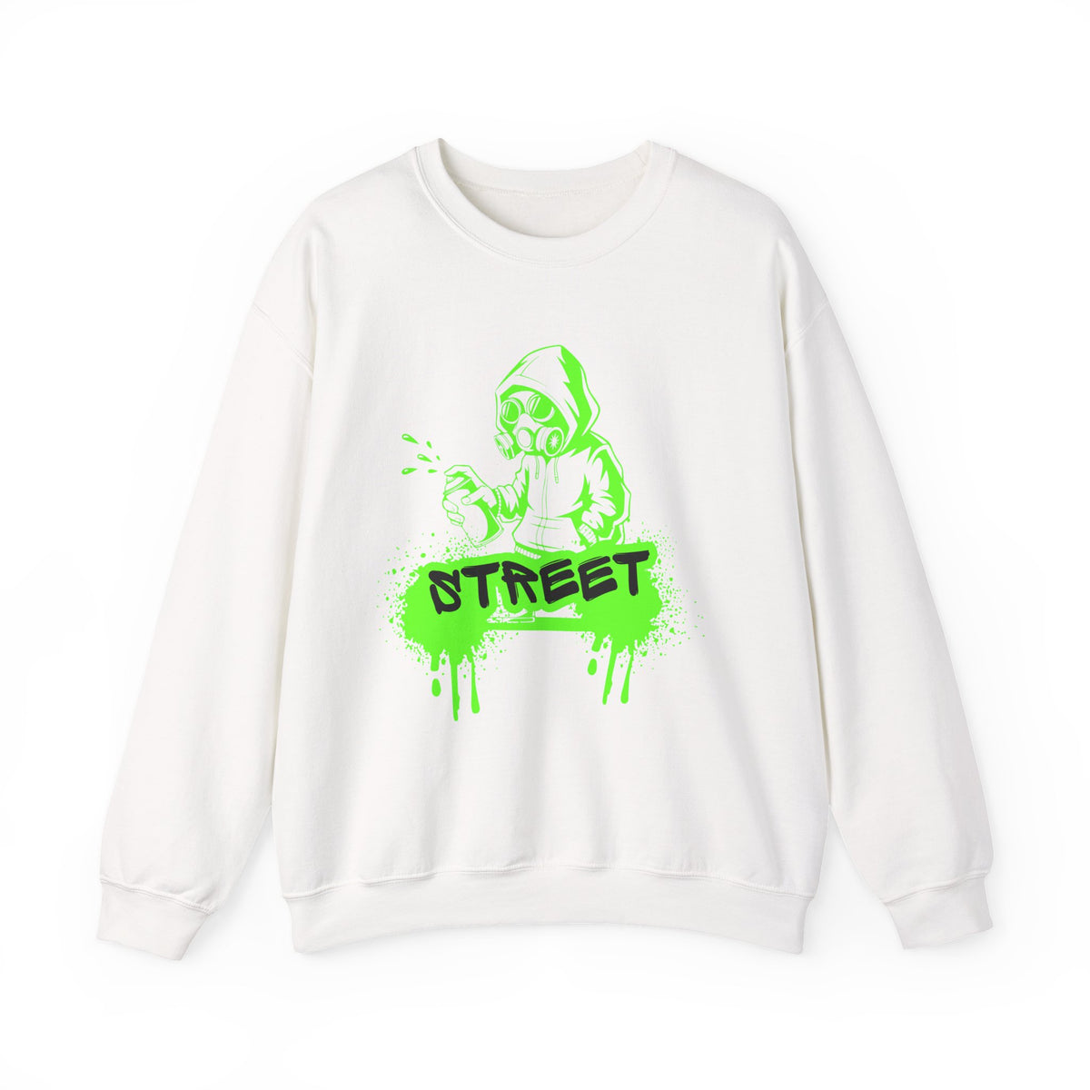 Street Graffiti Hoodie Sweatshirt — Neon Green Spray Paint Design