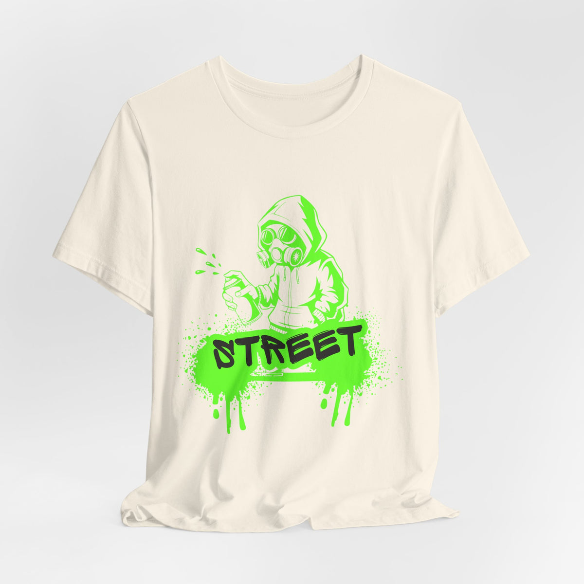 Street Graffiti Tee — Neon Green Hoodie Spray Paint Design