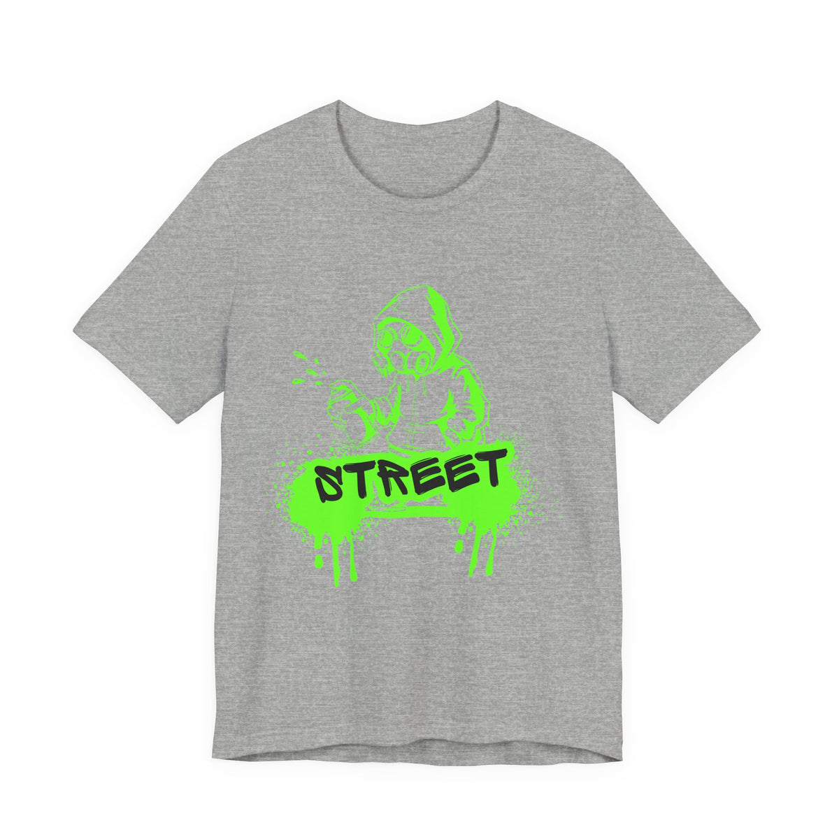 Street Graffiti Tee — Neon Green Hoodie Spray Paint Design