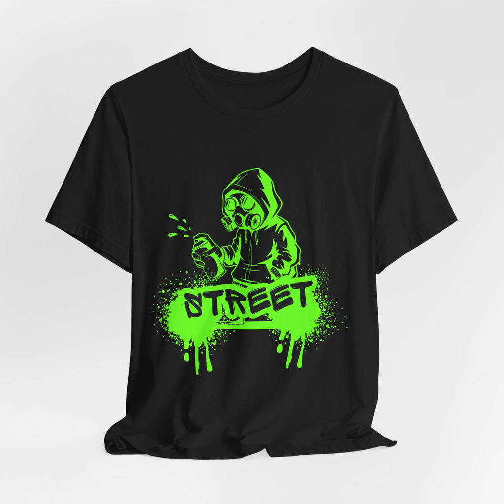 Street Graffiti Tee — Neon Green Hoodie Spray Paint Design