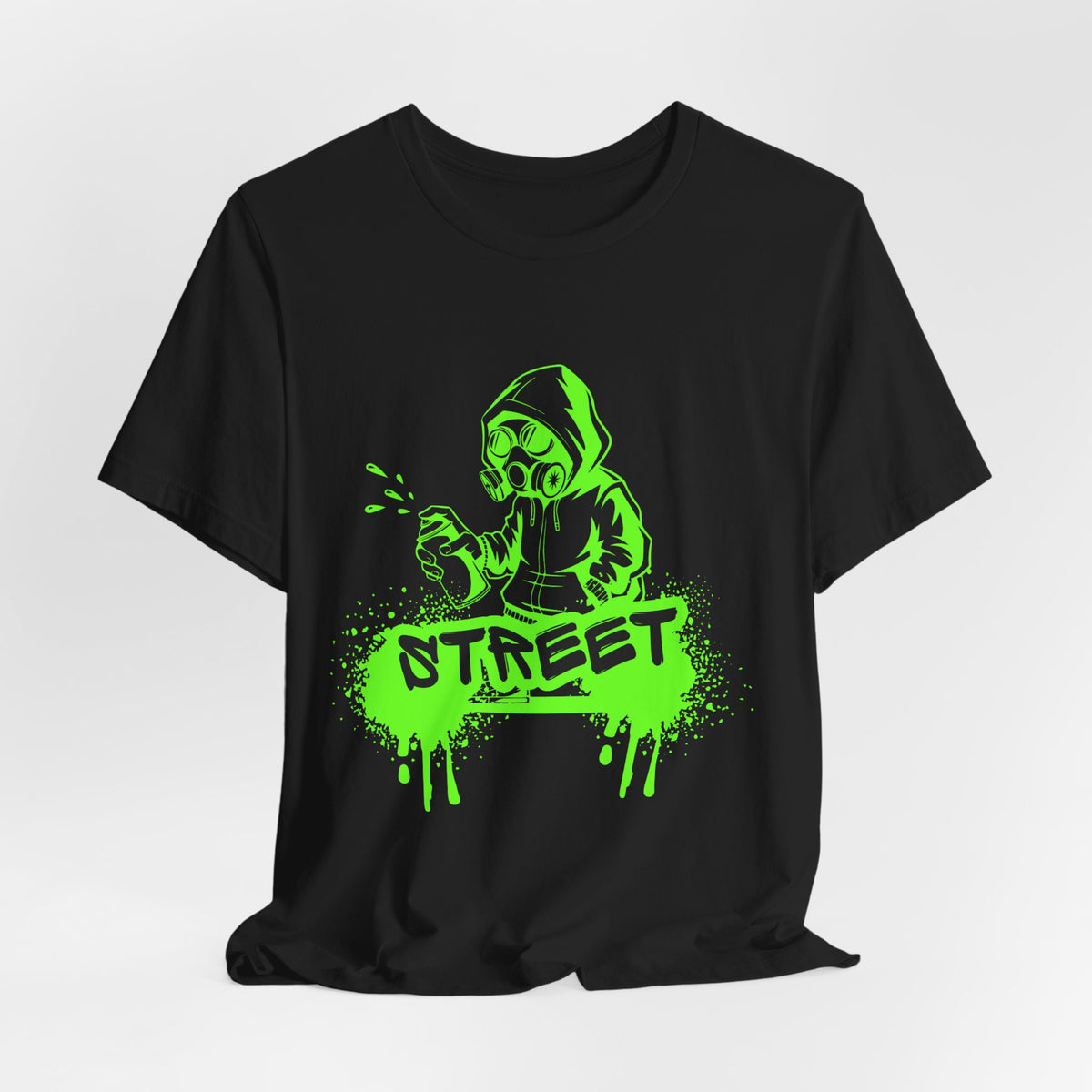 Street Graffiti Tee — Neon Green Hoodie Spray Paint Design