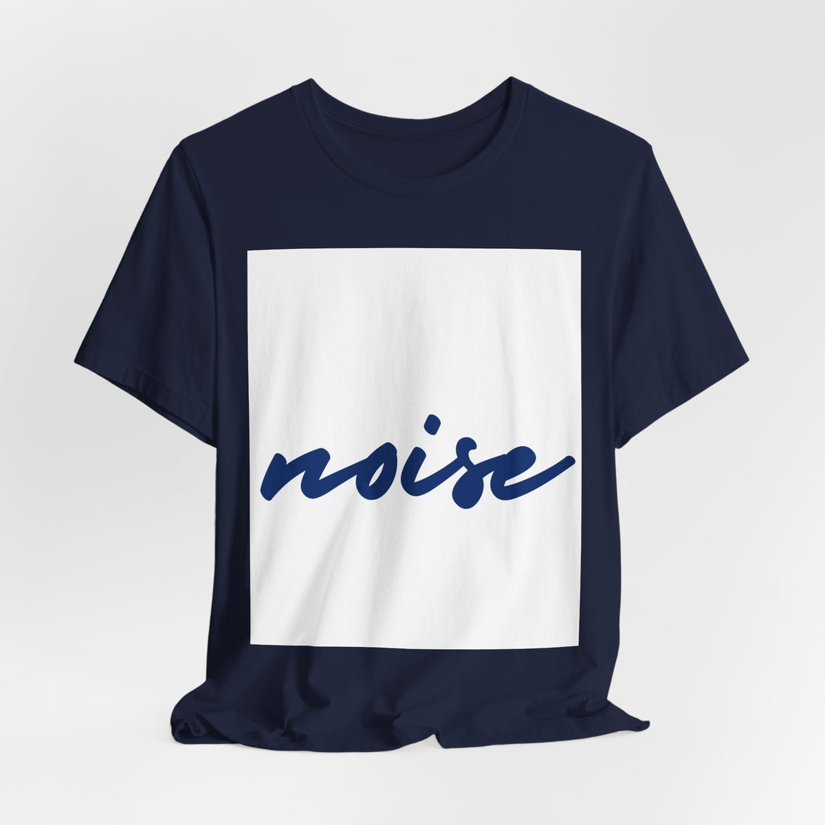 Noise Script T‑Shirt — Minimalist Blue Handwritten Tee