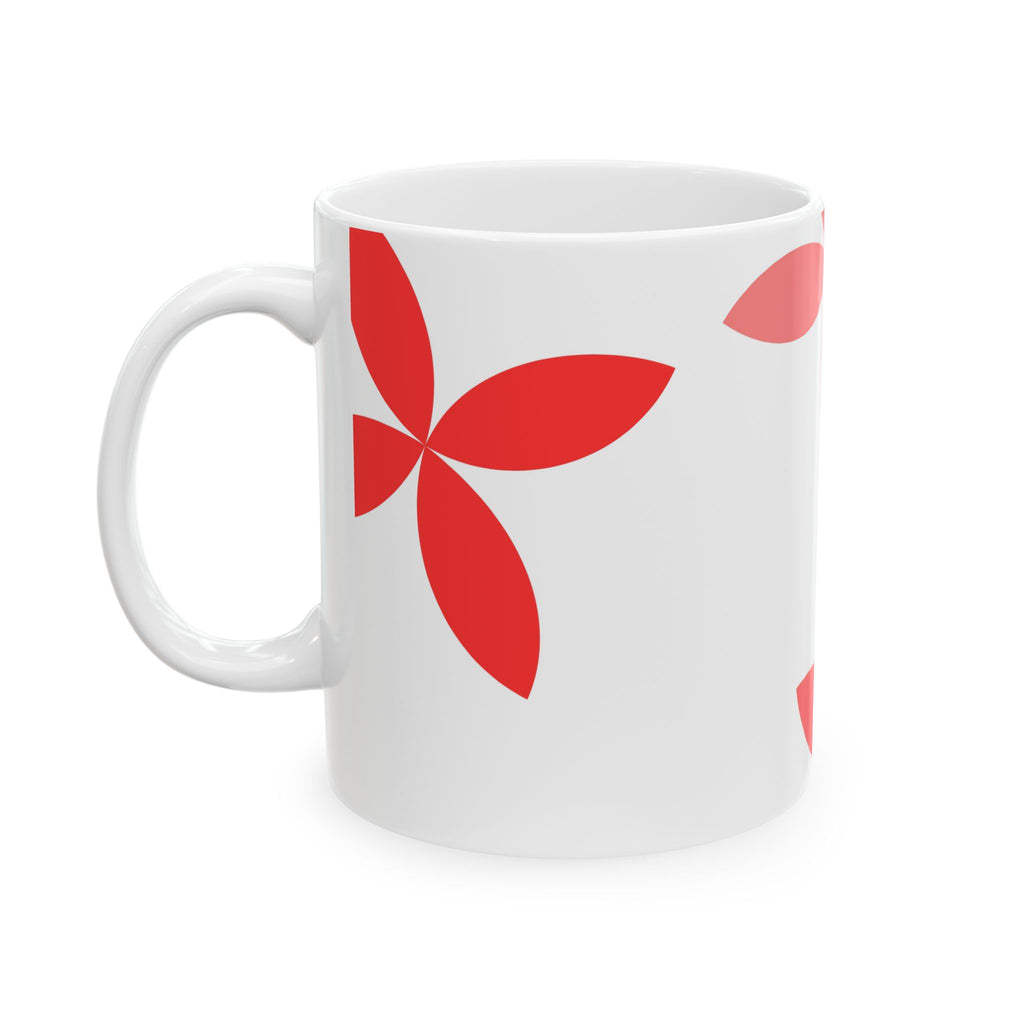 Red Floral Petal Ceramic Mug – Modern Flower Pattern Coffee Cup (11oz, 15oz)