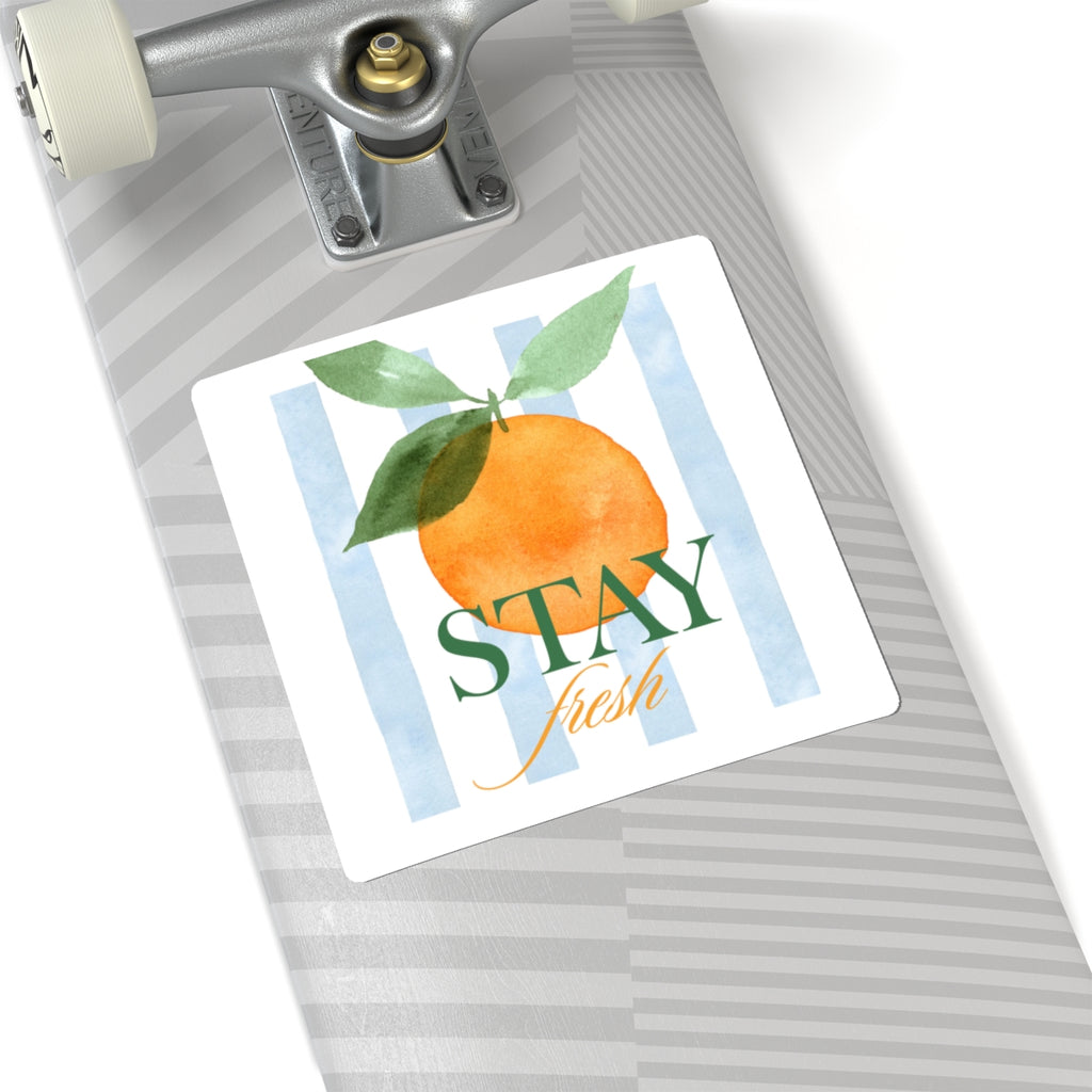 Stay Fresh Orange Sticker — Watercolor Fruit Kiss-Cut Sticker