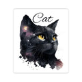 Black Cat Kiss-Cut Sticker — Cosmic Watercolor Cat Design