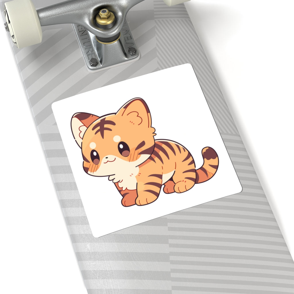 Cute Kawaii Tiger Kitten Sticker - Kiss-Cut Vinyl Decal for Laptops & Scrapbooks