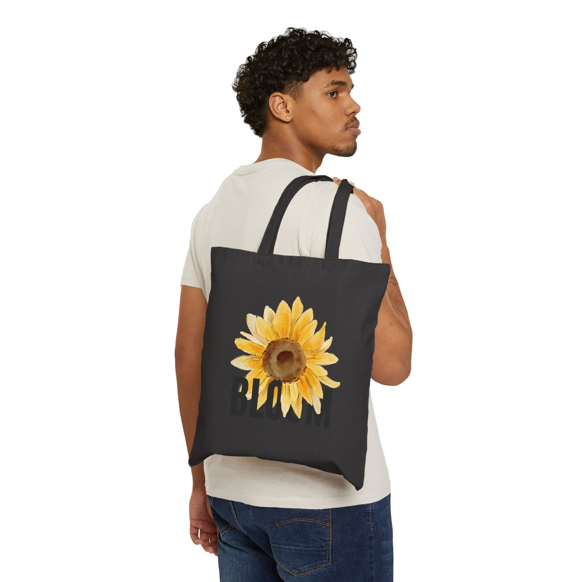 Bloom Sunflower Tote Bag – Floral Canvas Market Tote