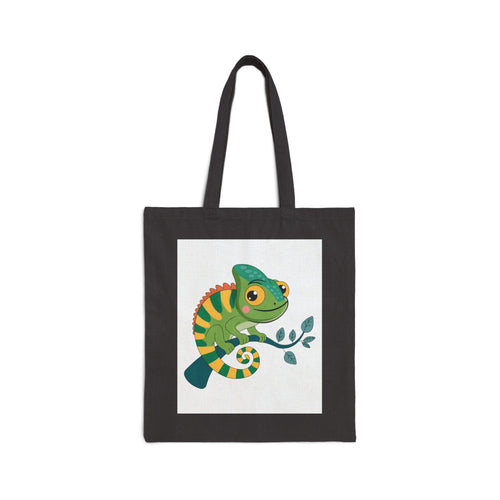 Charming Chameleon Canvas Tote — Cute Green Lizard Eco Shopper
