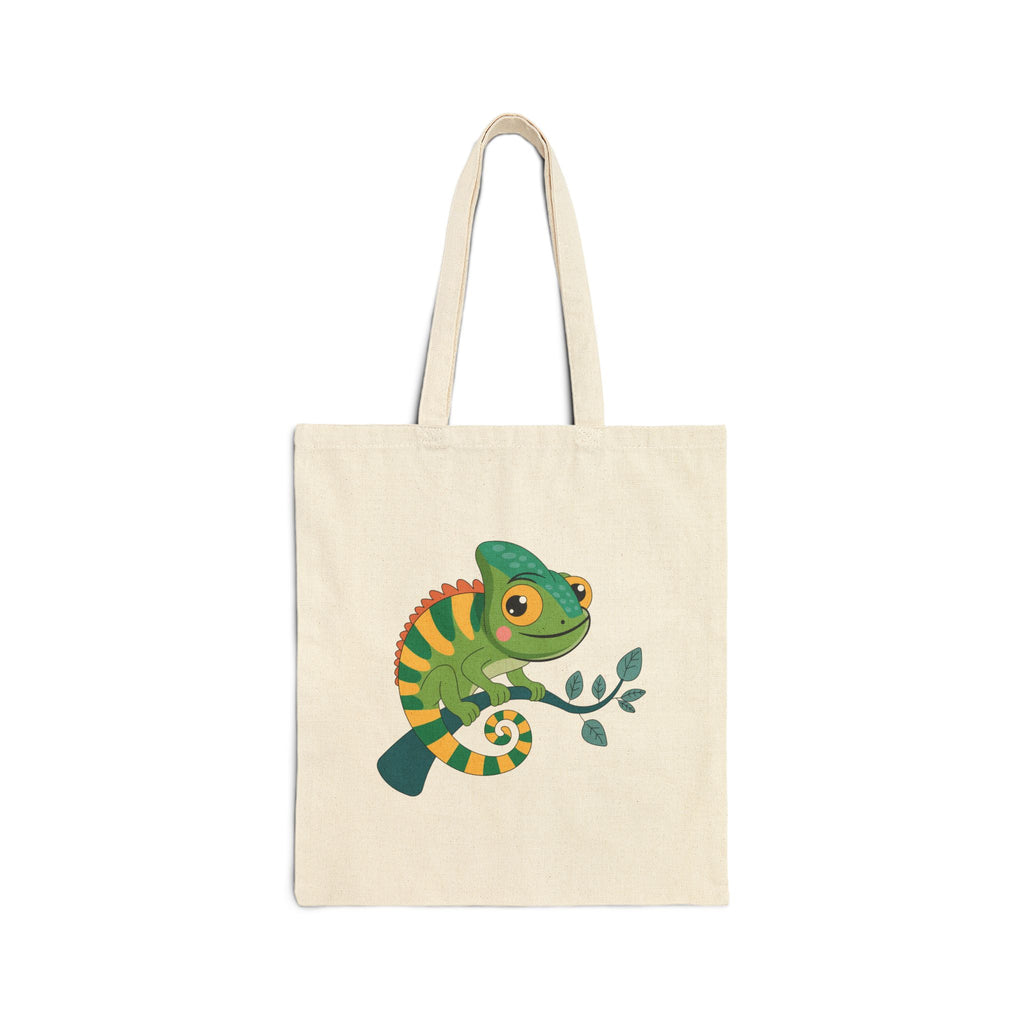 Charming Chameleon Canvas Tote — Cute Green Lizard Eco Shopper