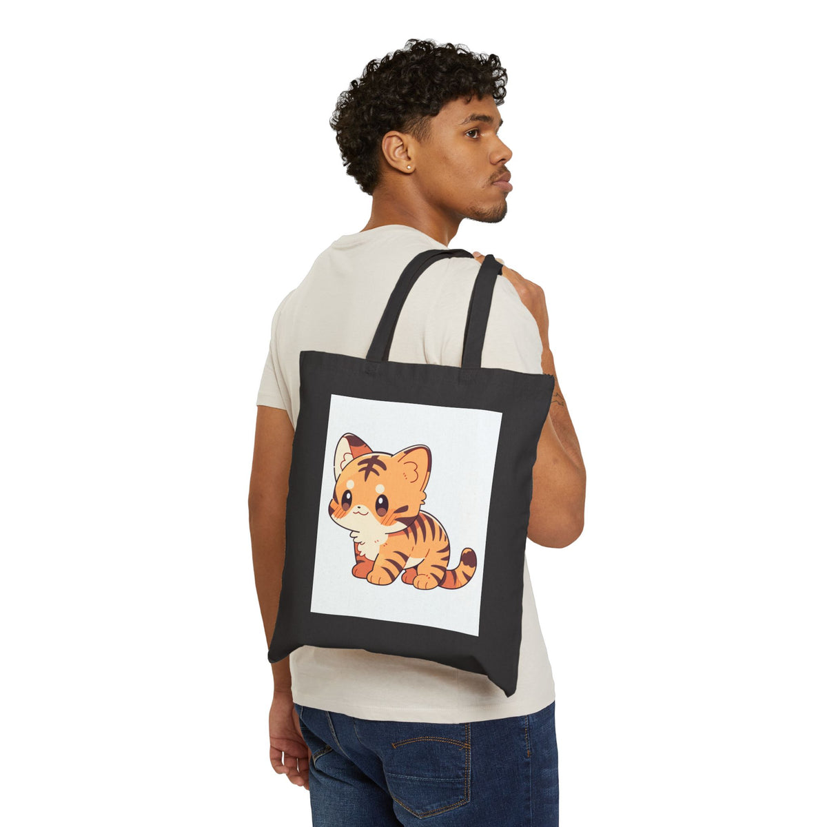 Cute Tiger Cub Canvas Tote Bag — Adorable Animal Grocery & Book Bag