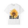 Bloom Sunflower T-Shirt — Graphic Floral Tee with 'BLOOM' Text