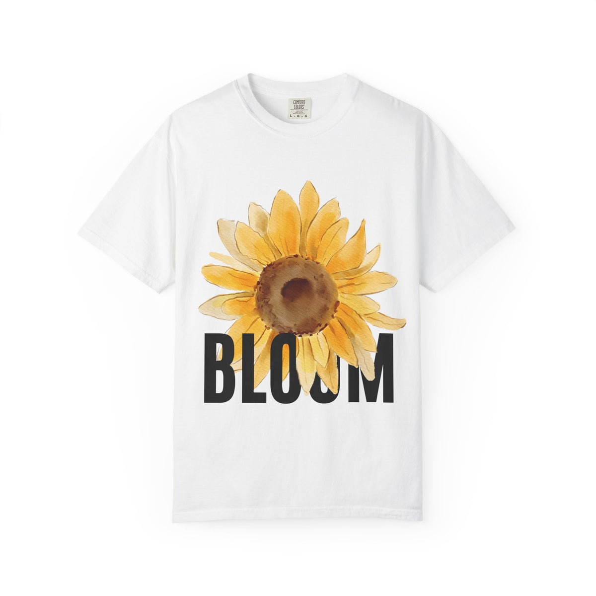 Bloom Sunflower T-Shirt — Graphic Floral Tee with 'BLOOM' Text