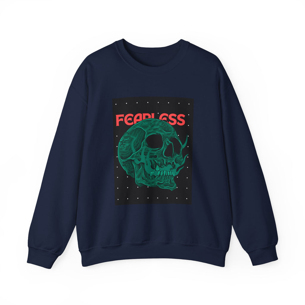 Fearless Skull Crewneck Sweatshirt — Green Skull Graphic Pullover