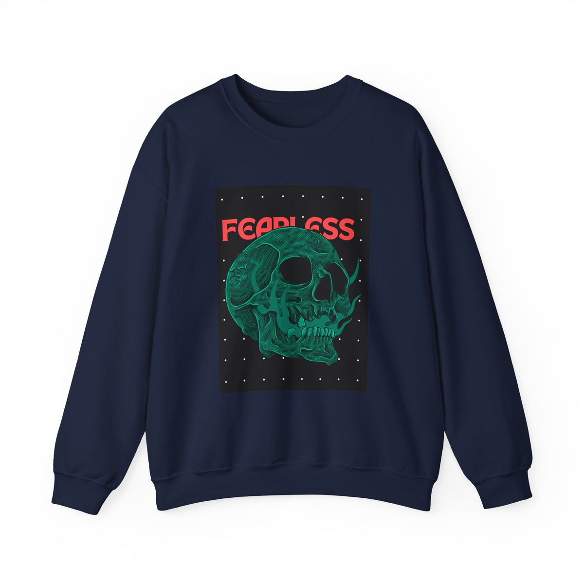 Fearless Skull Crewneck Sweatshirt — Green Skull Graphic Pullover