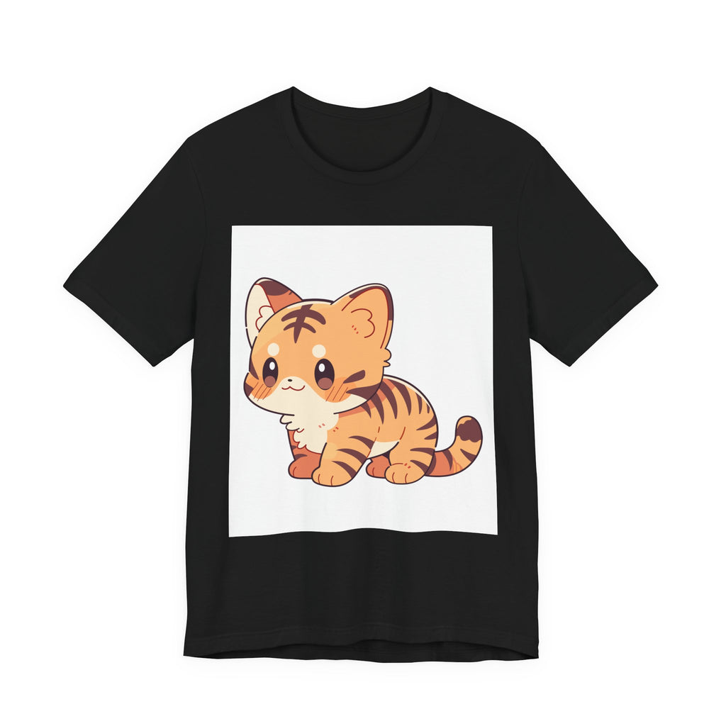 Cute Cartoon Tiger Tee — Adorable Kitten-Style Tiger Graphic T-Shirt
