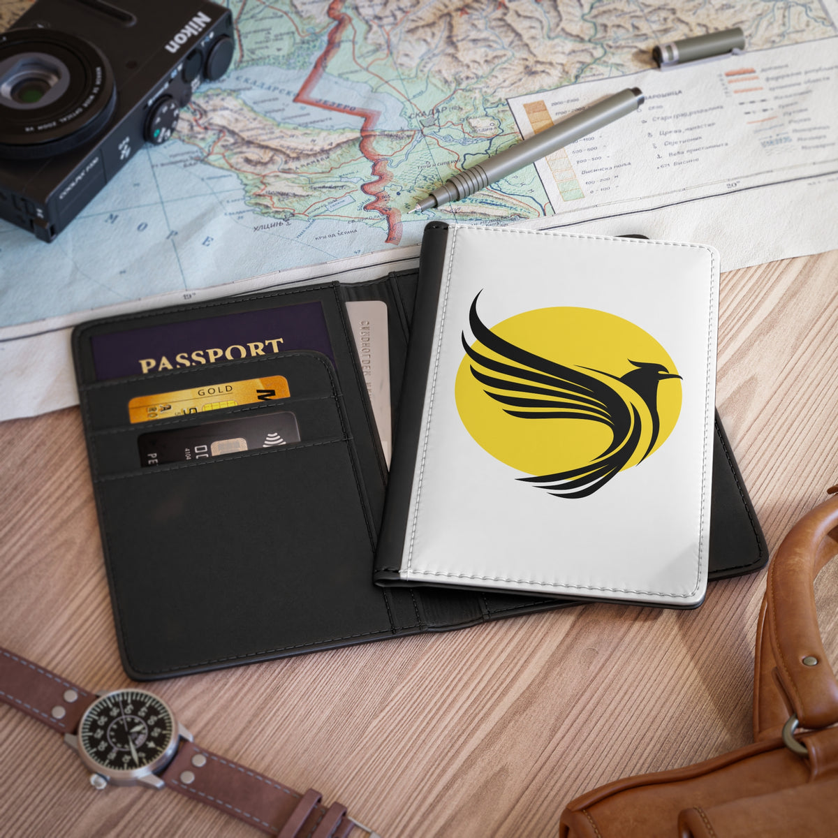 Phoenix Sun Passport Cover — Stylish Travel Document Holder for Adventurers
