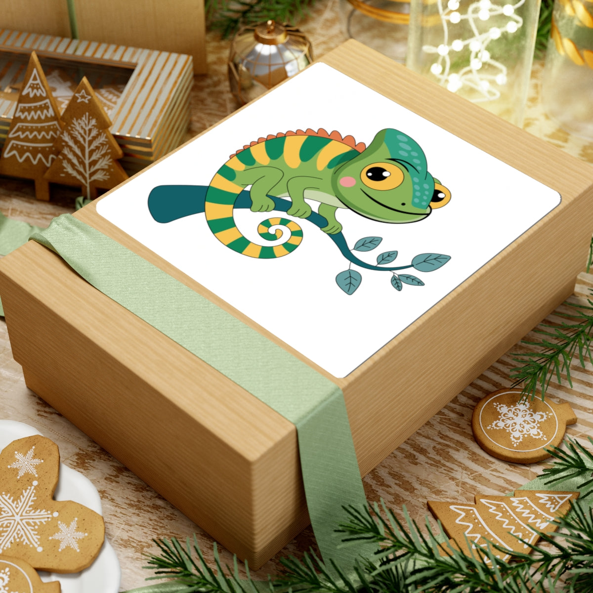 Cute Chameleon Kiss-Cut Sticker — Colorful Tropical Lizard Decal for Laptops, Water Bottles & Scrapbooks