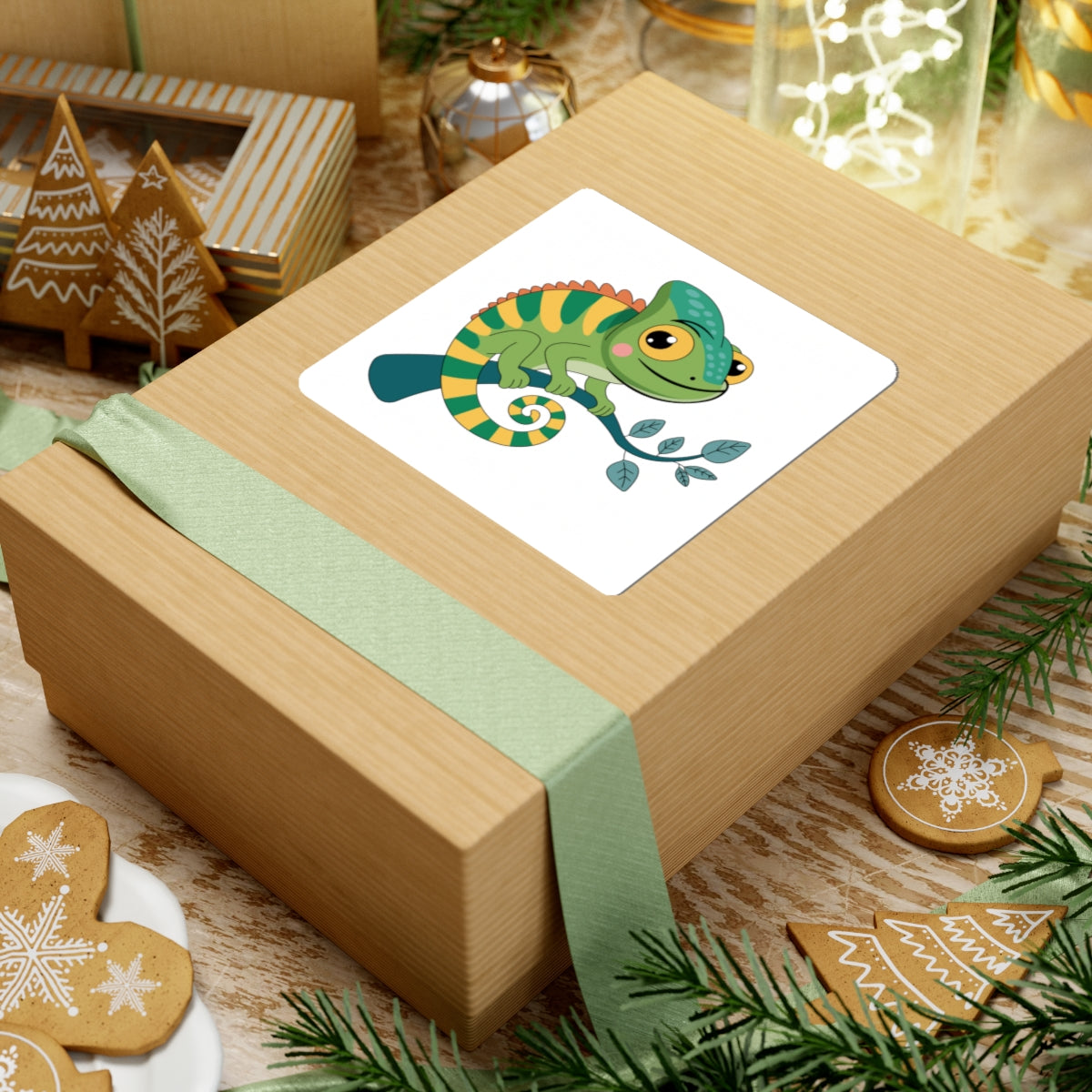 Cute Chameleon Kiss-Cut Sticker — Colorful Tropical Lizard Decal for Laptops, Water Bottles & Scrapbooks