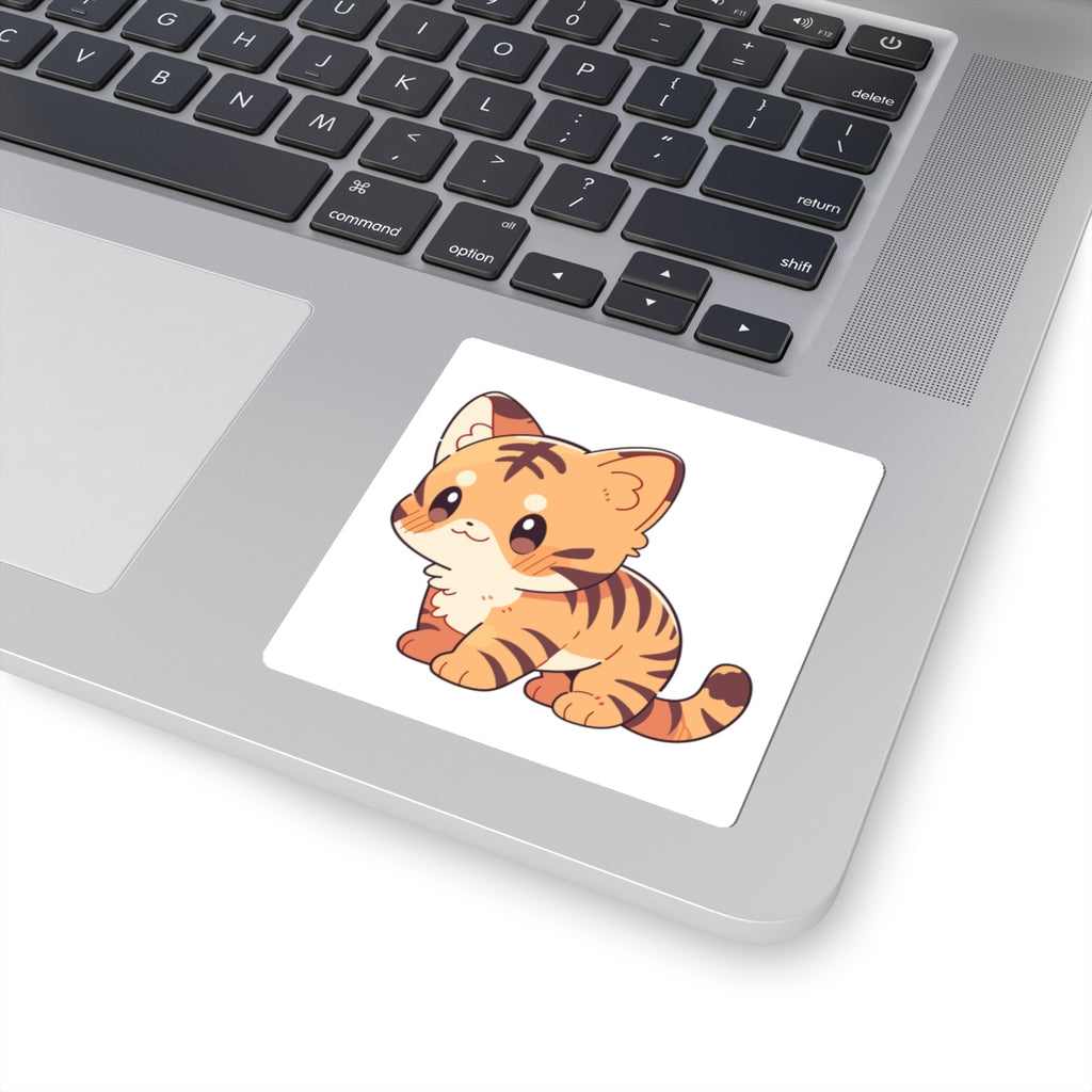 Cute Kawaii Tiger Kitten Sticker - Kiss-Cut Vinyl Decal for Laptops & Scrapbooks