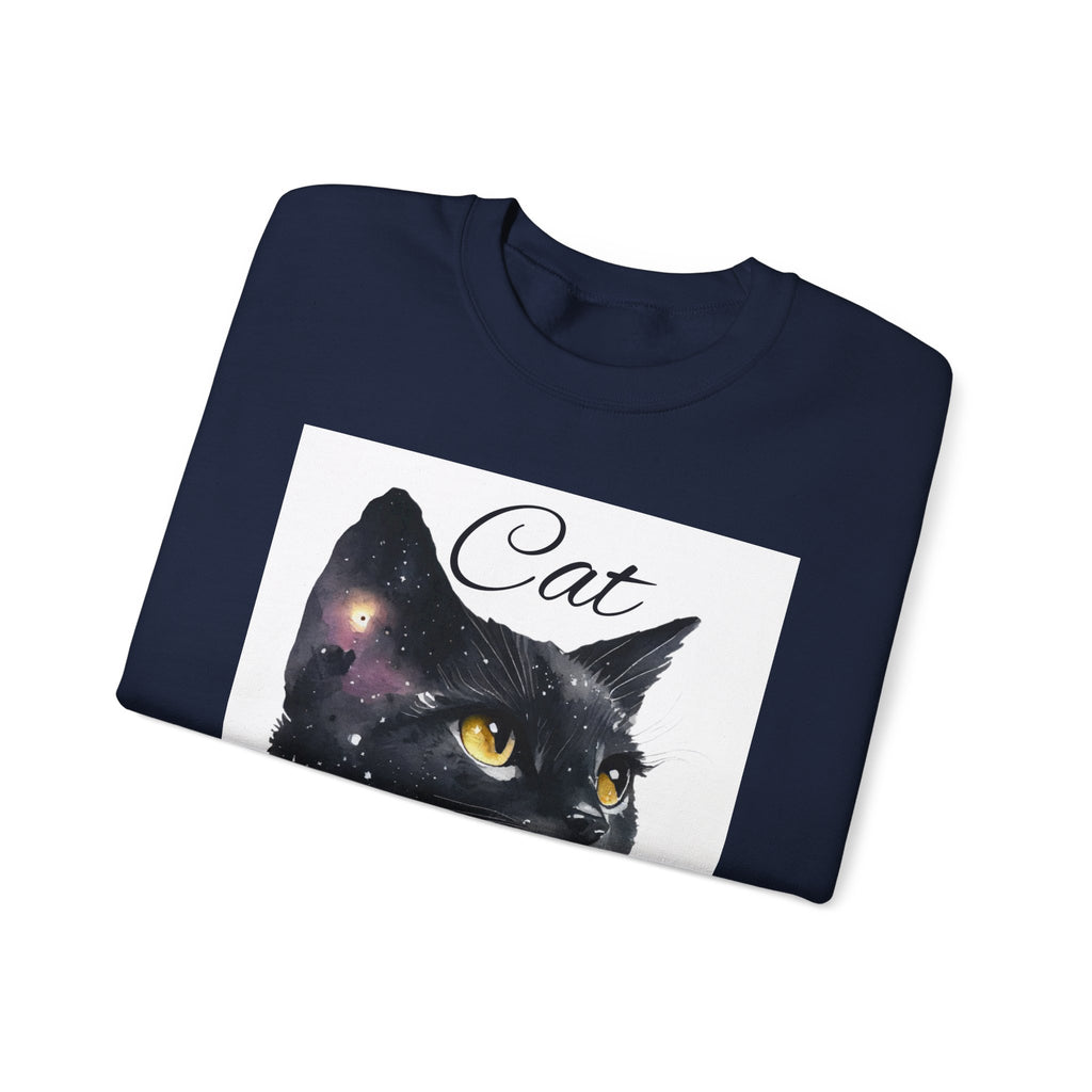 Galaxy Black Cat Sweatshirt — 'Cat' Watercolor Portrait Crewneck