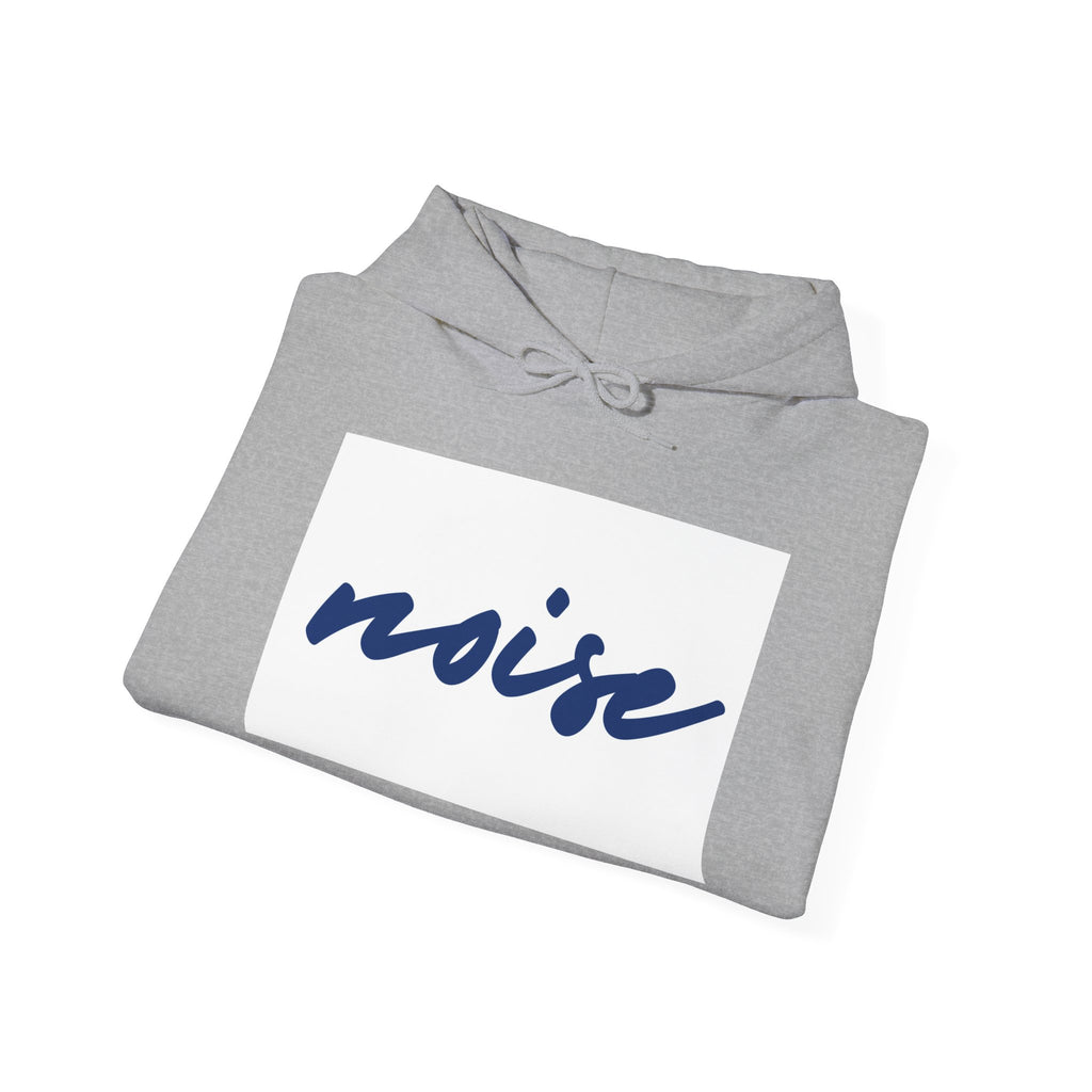 Noise Script Hoodie — Minimalist White Pullover with Handwritten ‘noise’