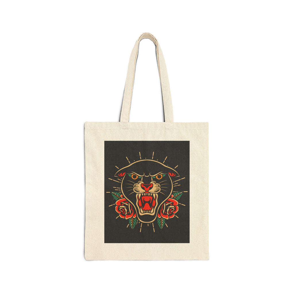Vintage Panther Roses Tote Bag
