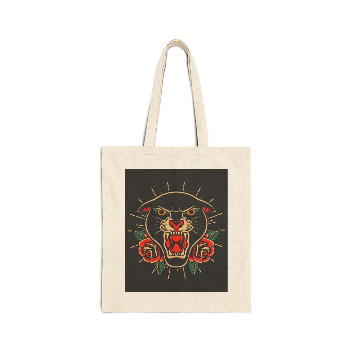Vintage Panther Roses Tote Bag