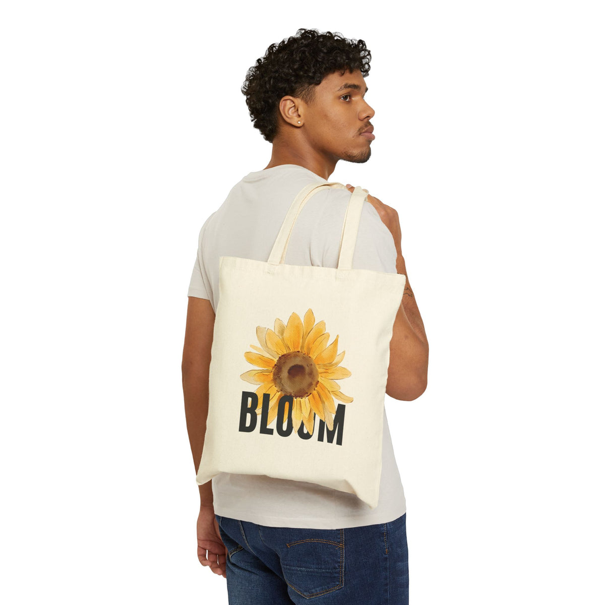 Bloom Sunflower Tote Bag – Floral Canvas Market Tote