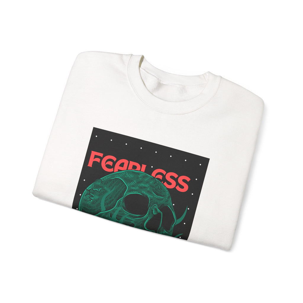 Fearless Skull Crewneck Sweatshirt — Green Skull Graphic Pullover