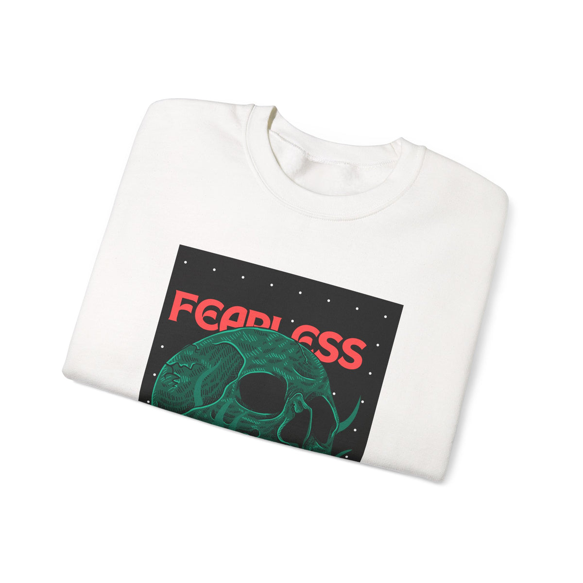 Fearless Skull Crewneck Sweatshirt — Green Skull Graphic Pullover