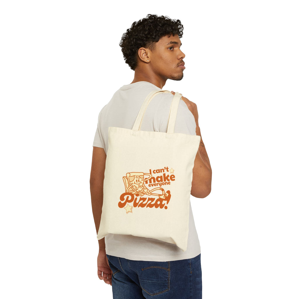 Tote Bag — "I Can’t Shake Everyone, Pizza!" Retro Pizza Canvas Tote