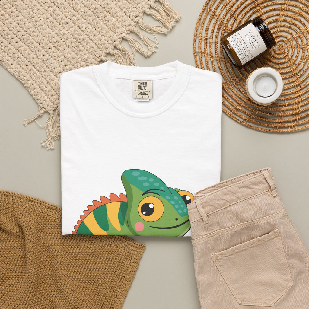 Charming Chameleon Graphic T-Shirt — Cute Green Reptile Tee