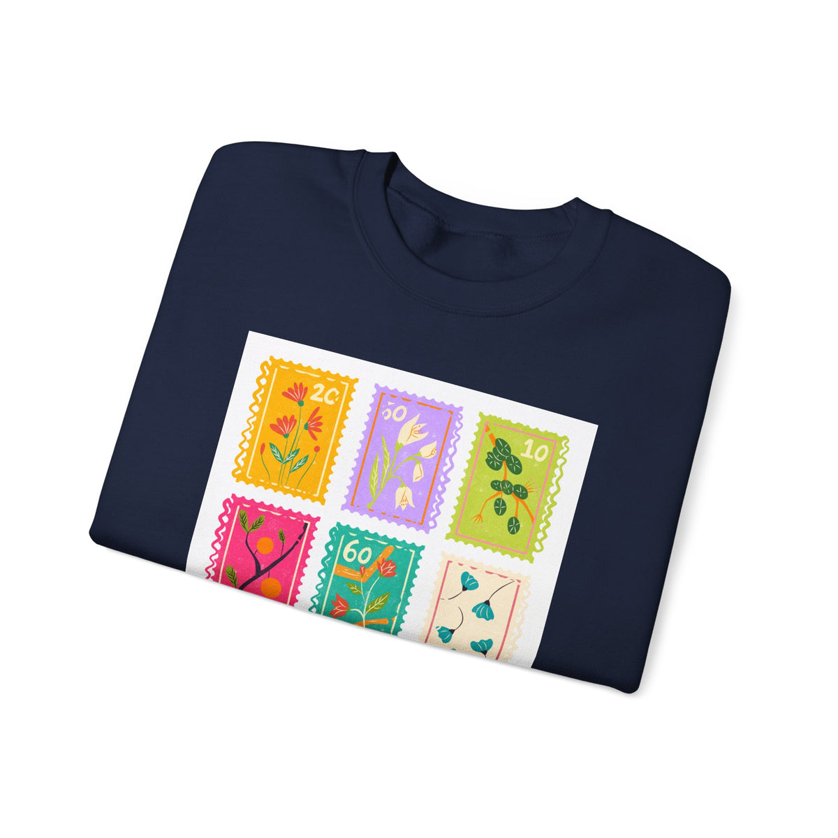 Floral Stamp Patch Sweatshirt — Colorful Botanical Crewneck