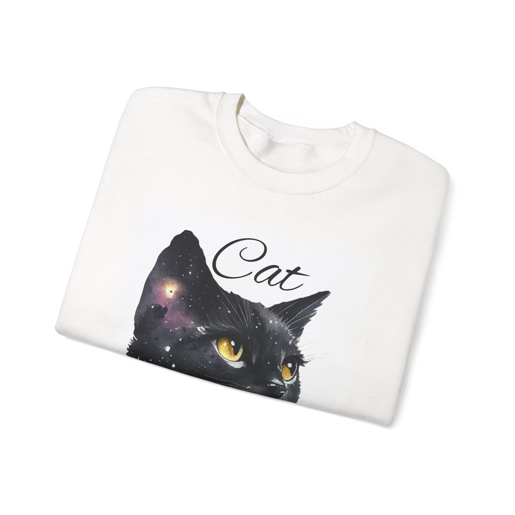 Galaxy Black Cat Sweatshirt — 'Cat' Watercolor Portrait Crewneck