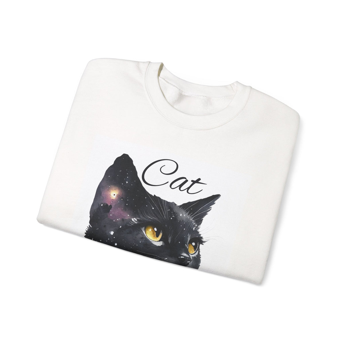 Galaxy Black Cat Sweatshirt — 'Cat' Watercolor Portrait Crewneck