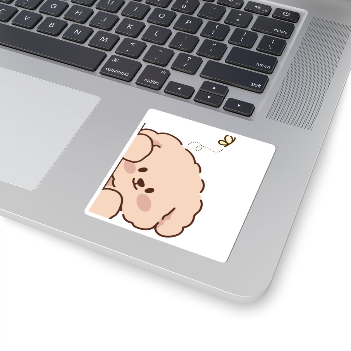 Cute Fluffy Puppy Kiss-Cut Sticker — Adorable Laptop Decal