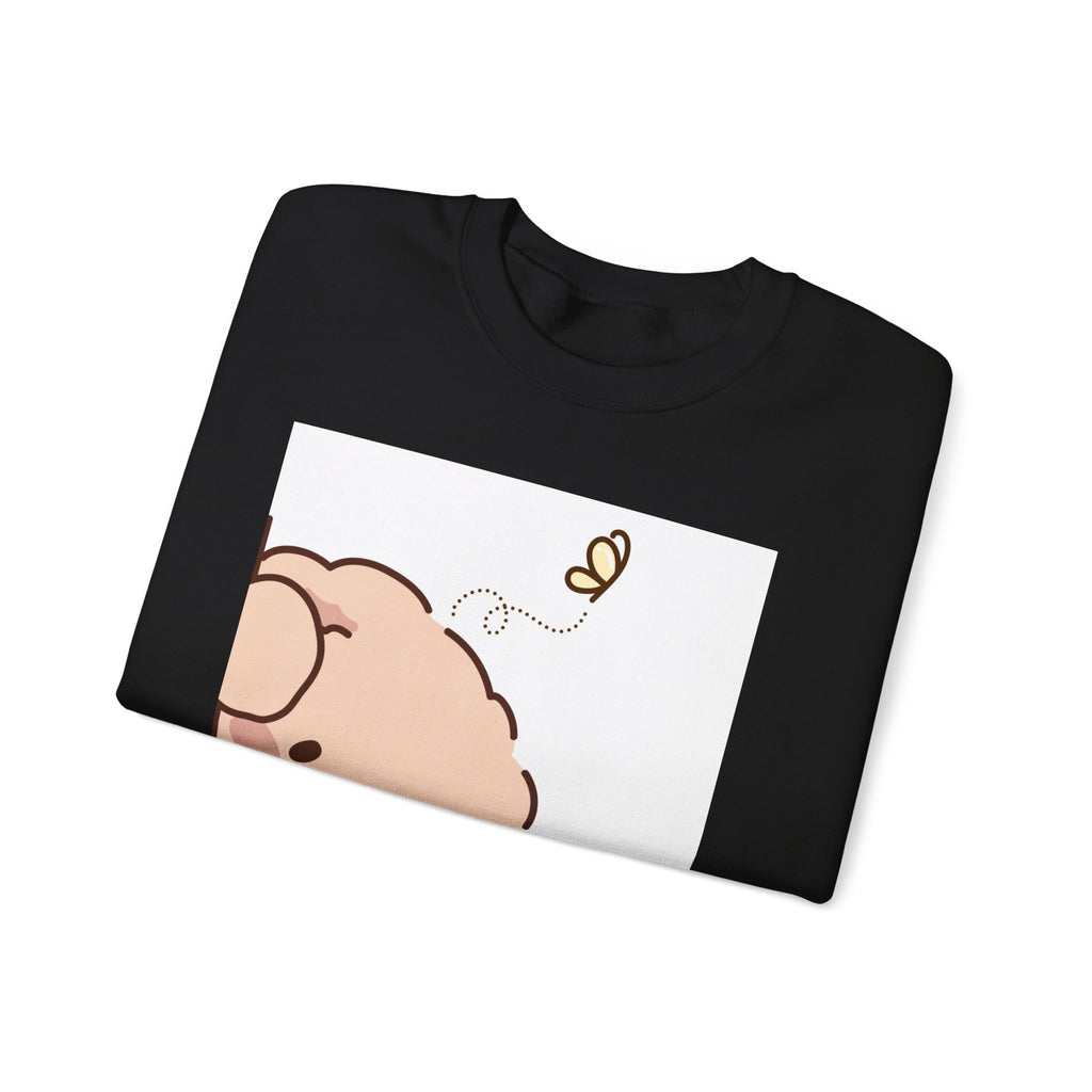 Cute Peeking Puppy Crewneck Sweatshirt – Adorable Cartoon Dog with Bee Design