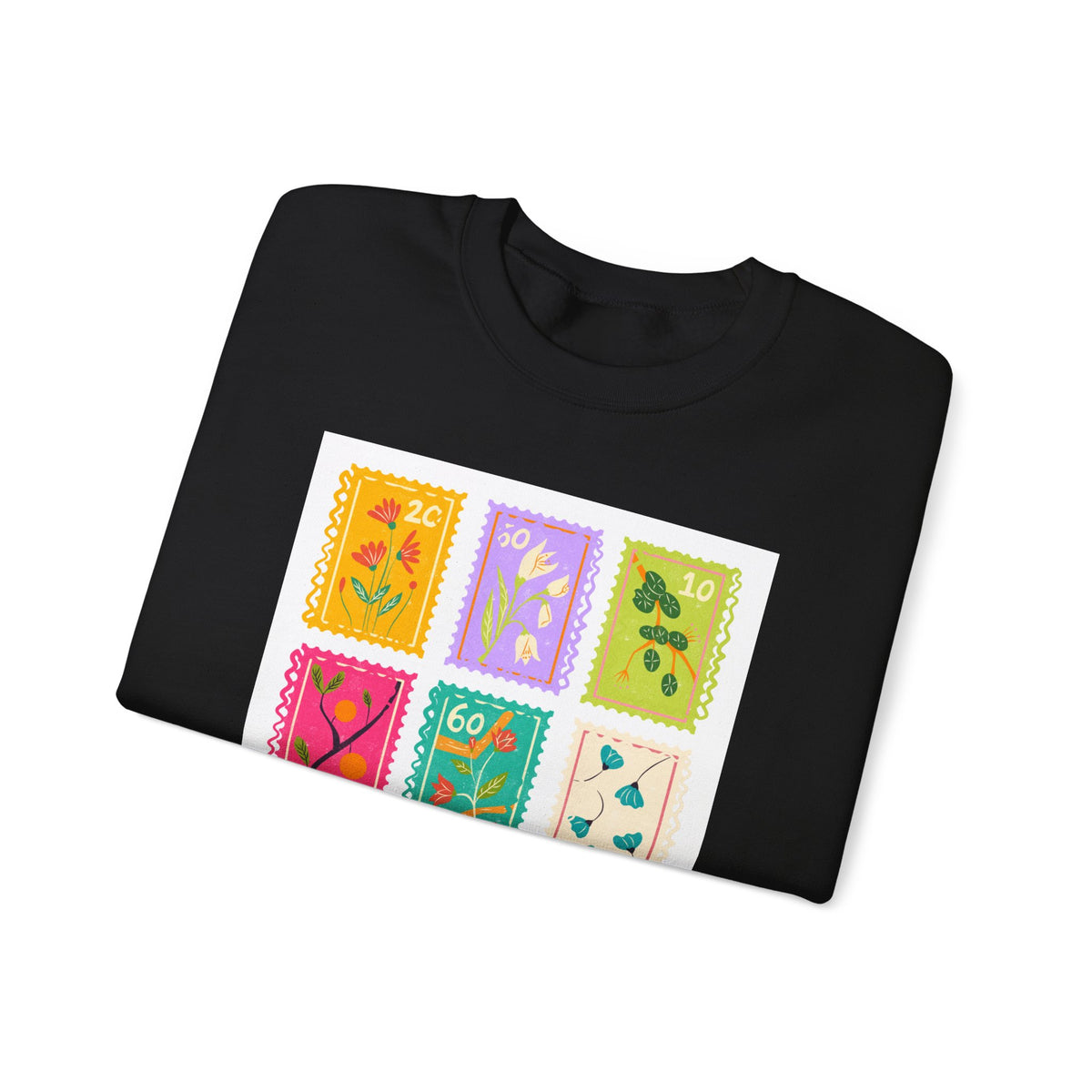 Floral Stamp Patch Sweatshirt — Colorful Botanical Crewneck