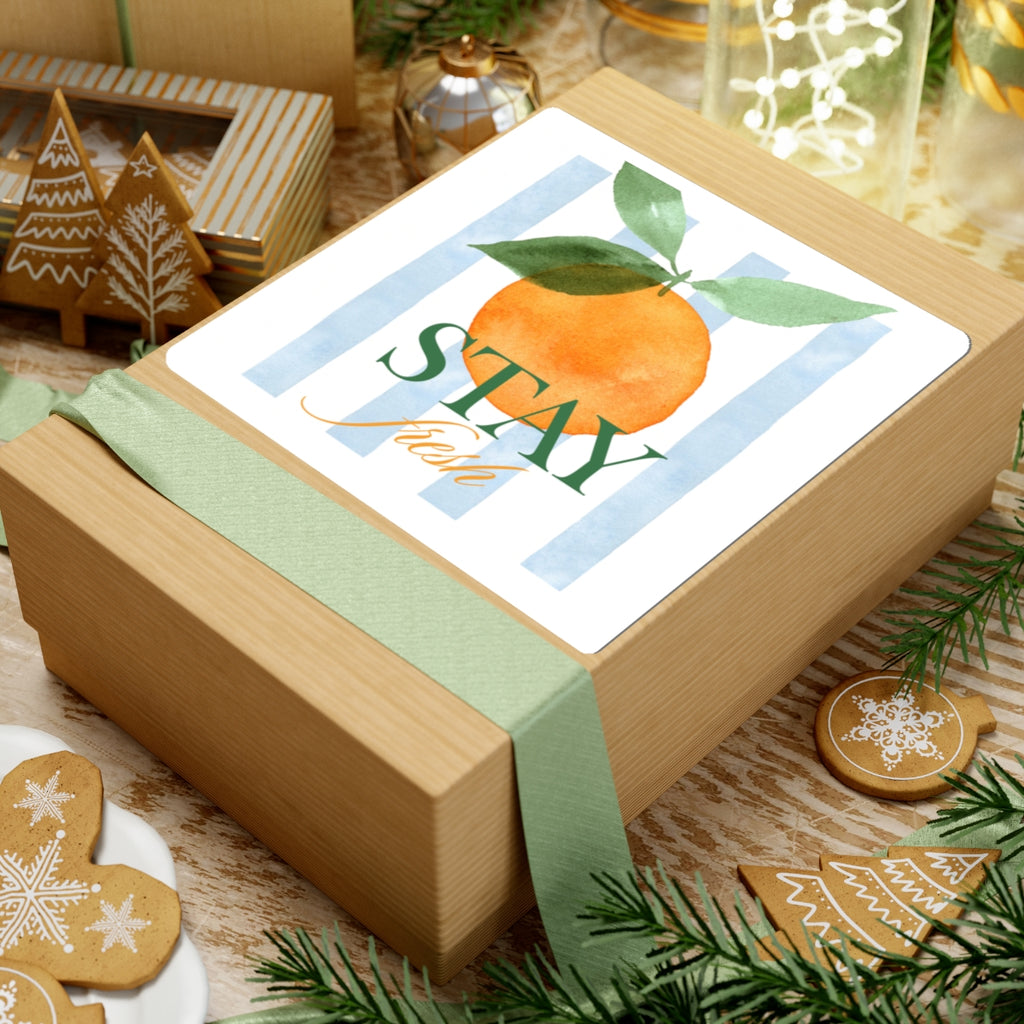 Stay Fresh Orange Sticker — Watercolor Fruit Kiss-Cut Sticker
