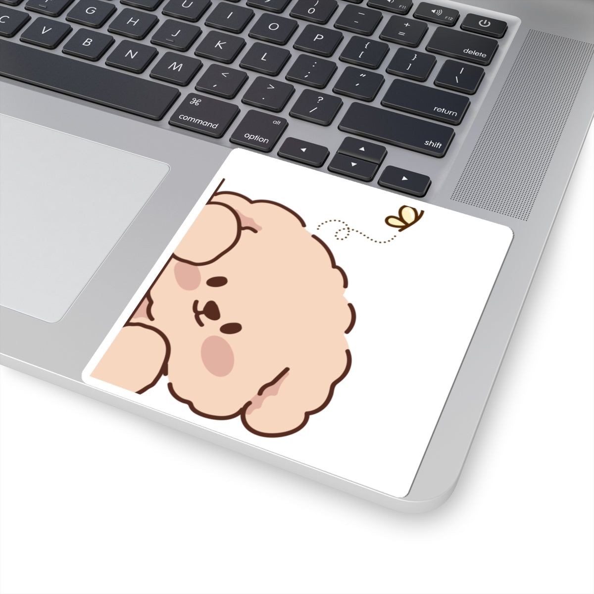 Cute Fluffy Puppy Kiss-Cut Sticker — Adorable Laptop Decal