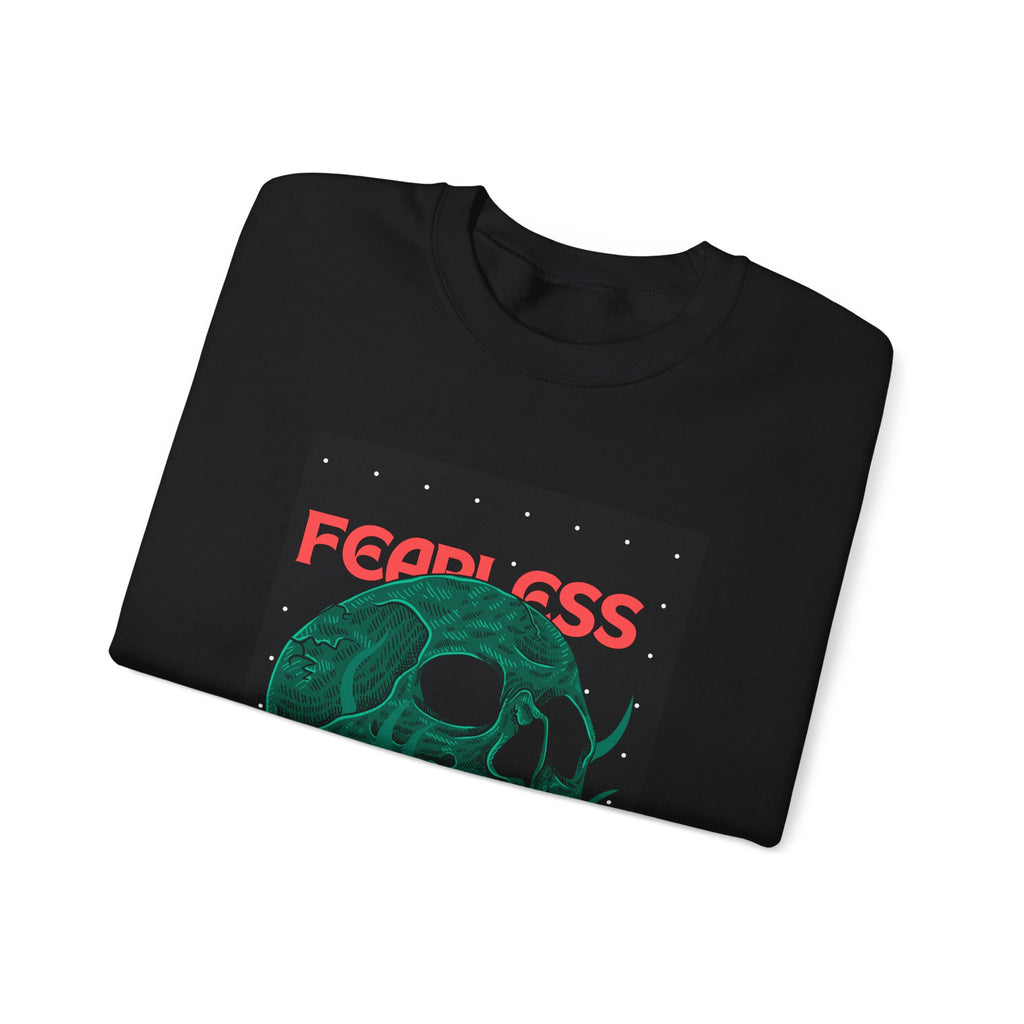 Fearless Skull Crewneck Sweatshirt — Green Skull Graphic Pullover