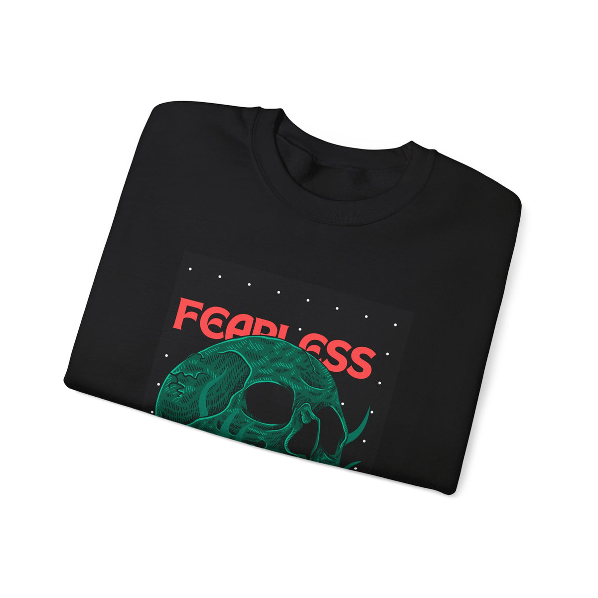 Fearless Skull Crewneck Sweatshirt — Green Skull Graphic Pullover