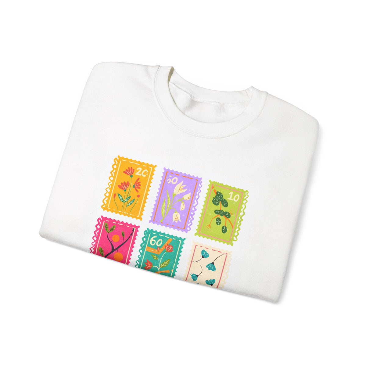 Floral Stamp Patch Sweatshirt — Colorful Botanical Crewneck